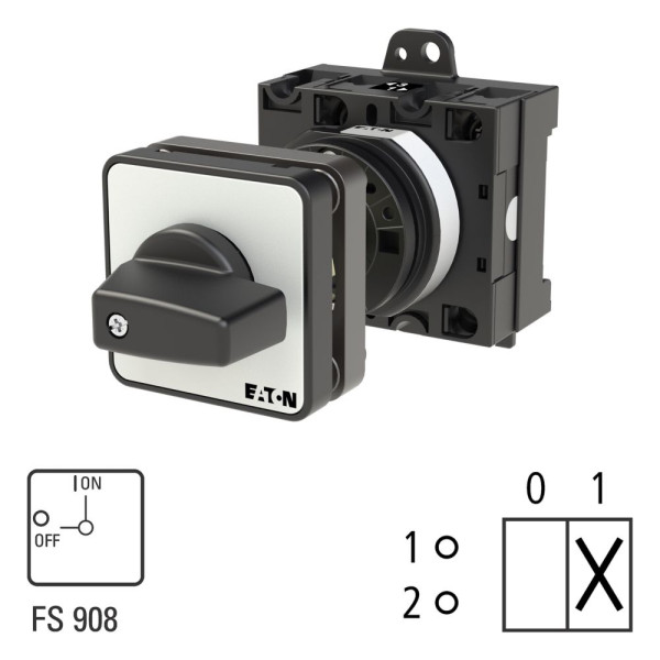 Inter. Marche-arrêt, 1 pôle, 32 a, 90 °, encastré avec fixation arrière (T3-1-8200/Z)