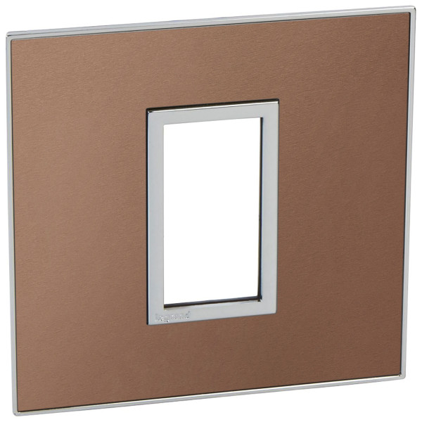 Plaque de finition arteor 1 module carre 1 poste rose champagne