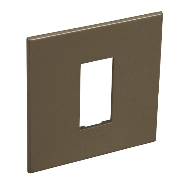 Plaque de finition arteor 1 module carre 1 poste bronze sombre