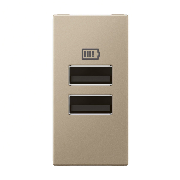 Chargeur 1 module 2 prises usb type a 15w champagne