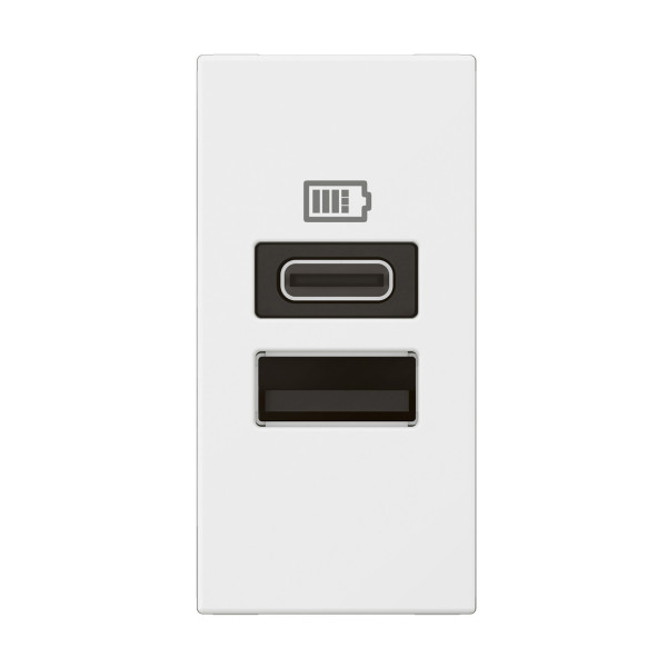 Chargeur 1 module 2 prises usb type a et type c 15w blanc