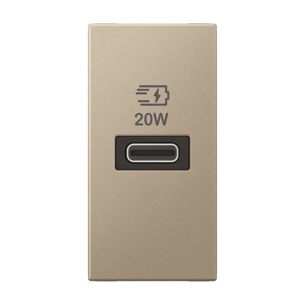 Chargeur 1 module 1 prise usb type c 20w champagne power delivery