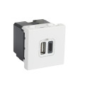 Arteor chargeur 2 modules 2 usb a+c 3a 15w blanc