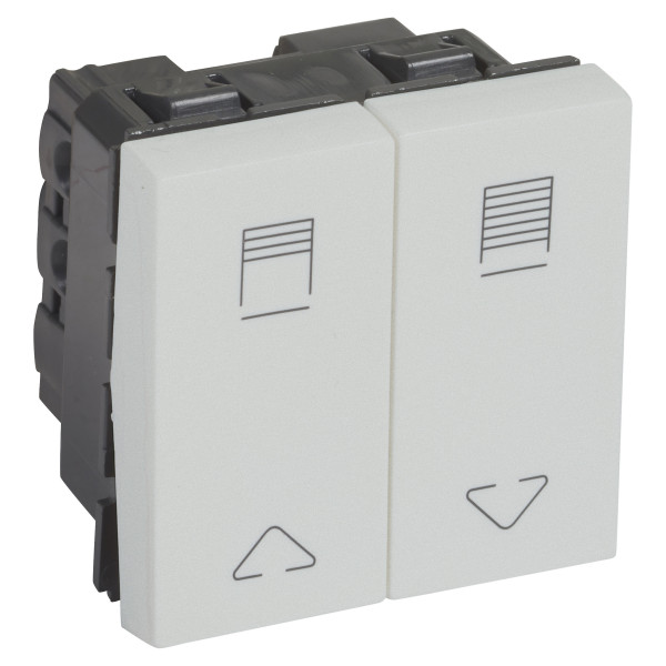 Double switch for electric shutter 2 modules with icons sq arteor soft alu