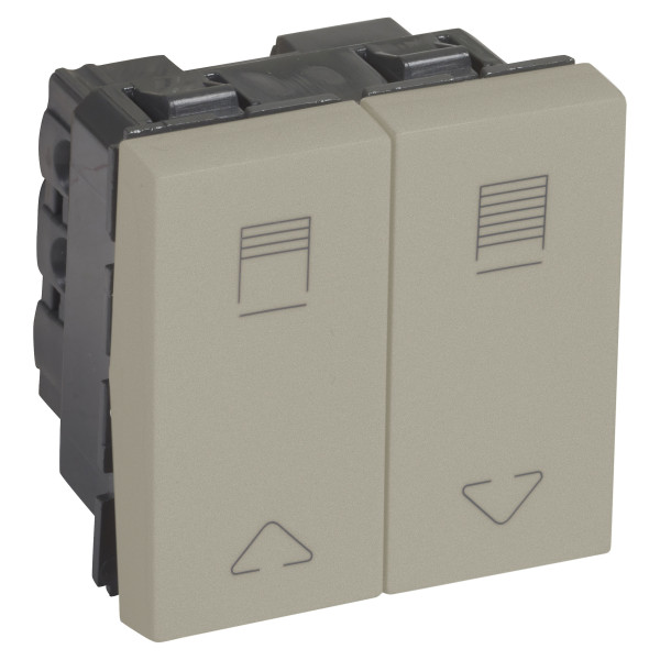Double switch for electric shutter 2 modules with icons sq champagne