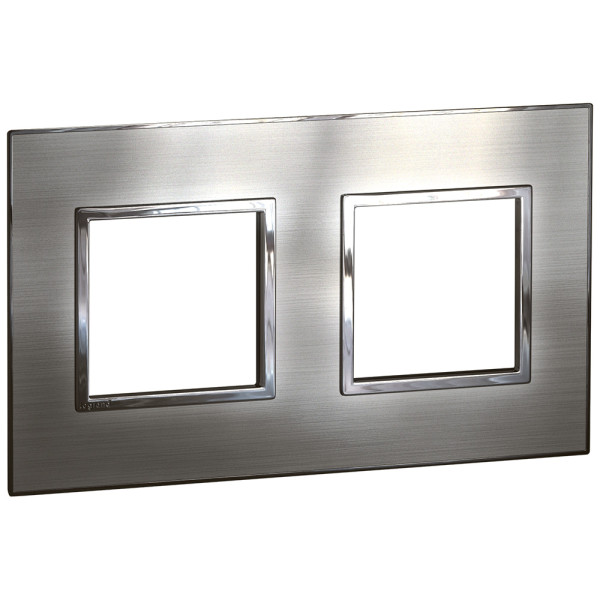 Plaque de finition arteor 2x2 modules carre stainless steel 