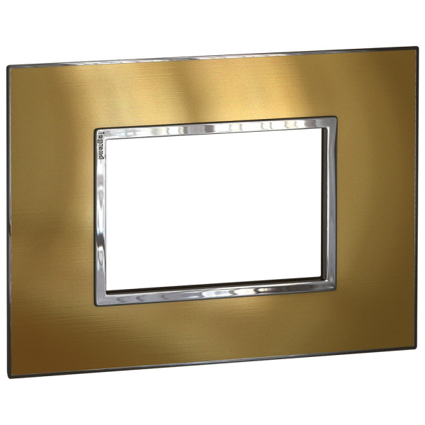 Plaque de finition arteor 3 carre module it/us gold brass 