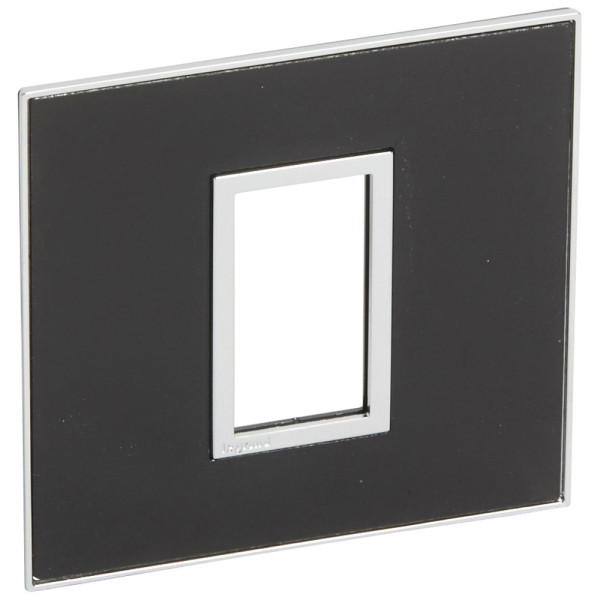 Plaque de finition arteor 1 carre module schuko mirror noir 