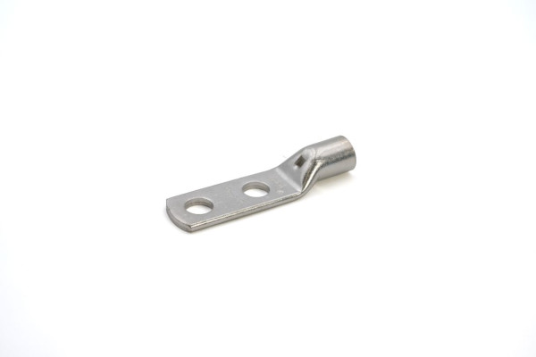 Cosse tubulaire cuivre 240 mm² - 2 trous diam. 12 mm coudée à 345°