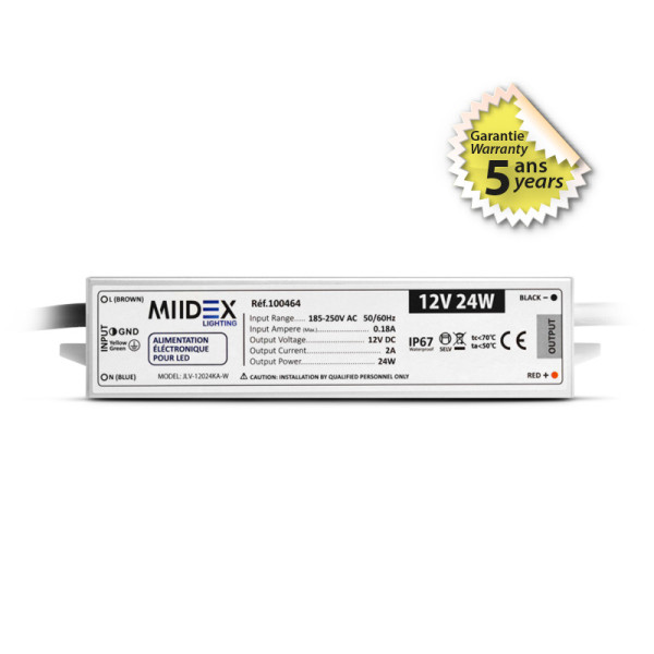 Alim 12v dc lumineux 24w ip67 5ans