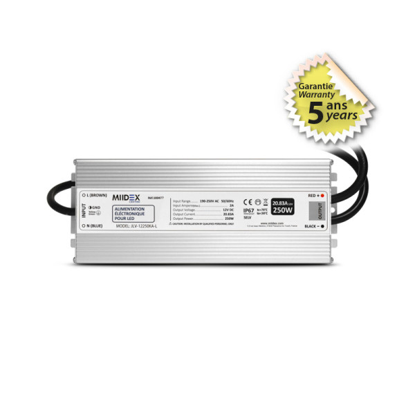 Alim 12v dc lumineux 250w ip67 5ans