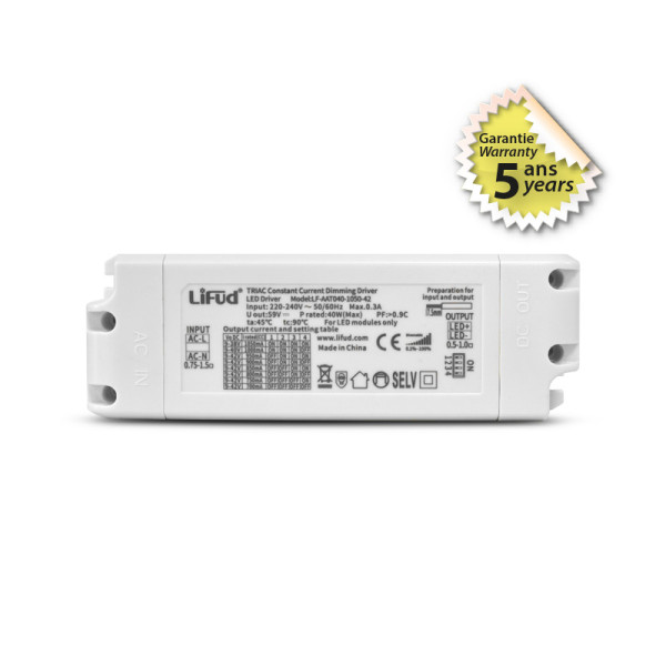 Alim led 9-42v dim coupure de phase 40w 950ma ip20