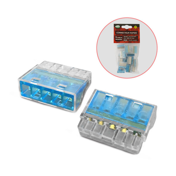 Connect rapide 5 fils rigide polybag pack de 20 
