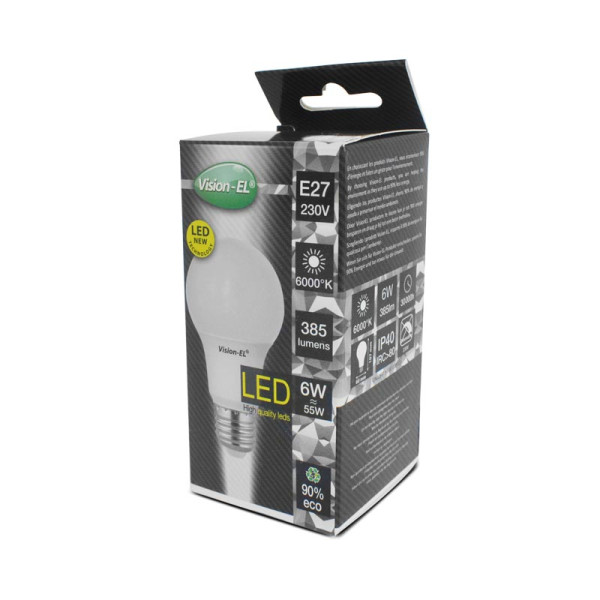 Led 6w bulb e27 6000k boite