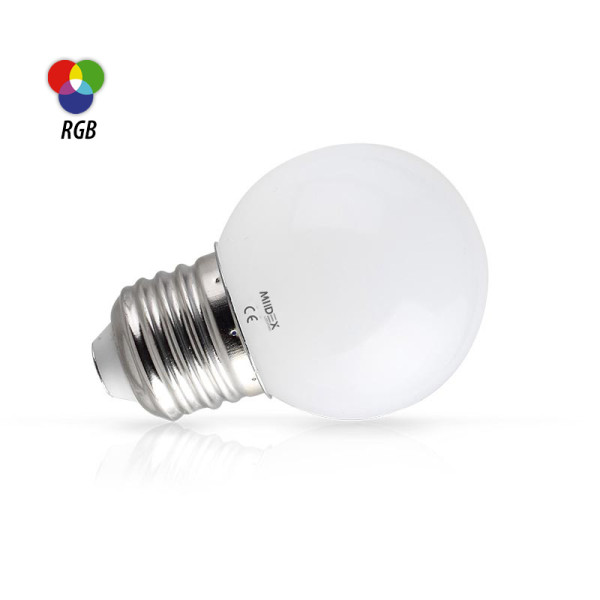 &led 1w bulb e27 rgb depoli boite