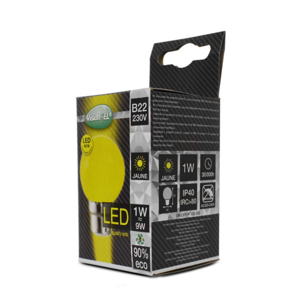 Led 1w bulb b22 jaune boite