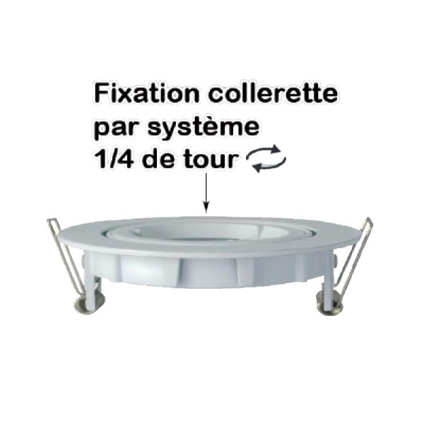 Collerette 1/4 de tour support de spot diam 93mm blc orient 