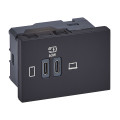 Prise double usb mosaic type-c 63w power delivery 3 modules - noir