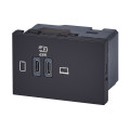 Prise double usb mosaic type-c 63w power delivery 3 modules - noir