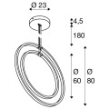 One vertical pd, suspension, 180 cm, 2700/3000 k, phase, laiton