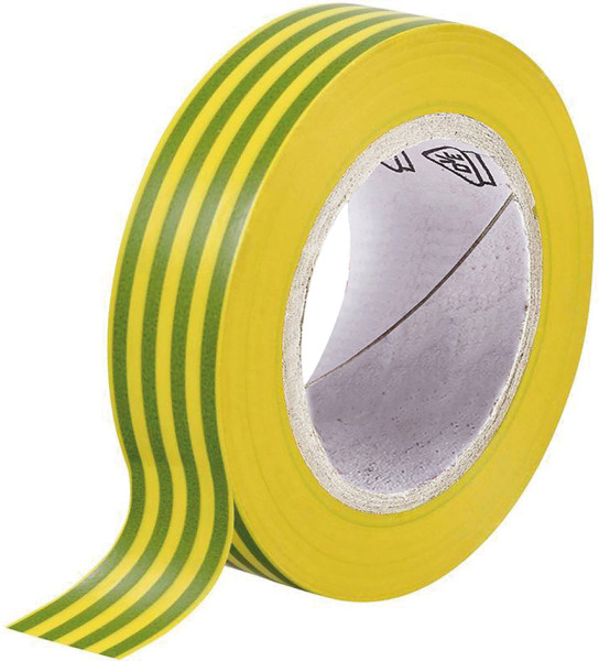 Ruban adhesif isolant pvc 15 mm x 10 m jaune-vert