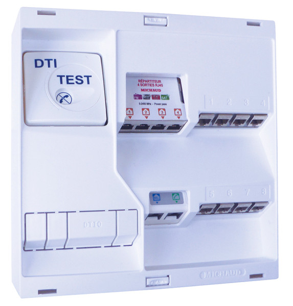 Tableau de Communication Grade 2 TV Néo Michaud – 8 RJ45, DTI et Filtre TV 4 Sorties