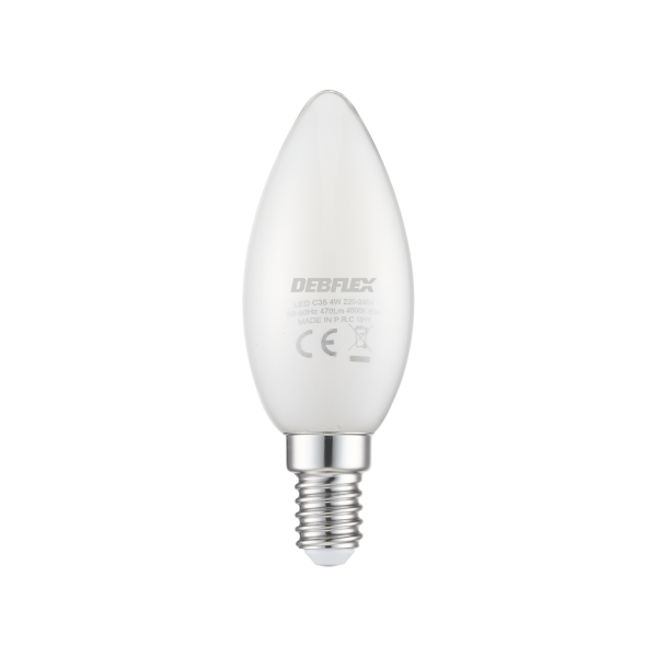 Ampoule c35 filament verre blanc e14 4w 4000k 470lm