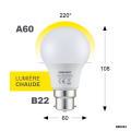 Ampoule a60 smd verre blanc b22 9w 2700k 810lm