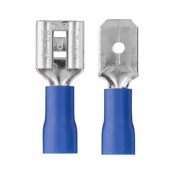 Clips male et femelle isole 6.3x0.8 mm bleu sachet de 20 (10m+10f)