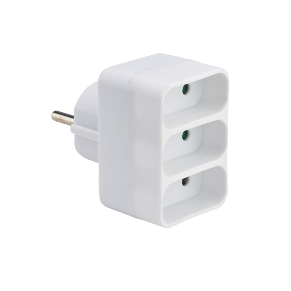 Adaptateur multiprise 3x 2 Pôles + à puits façade 6A blanc vrac