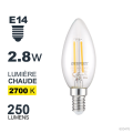 Ampoule c35 filament verre transparent e14 2,8w 2700k 250lm