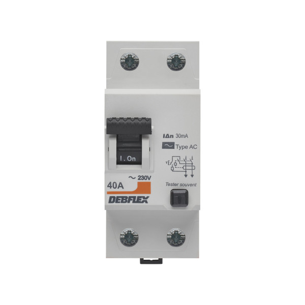 Interrupteur Différentiel DEBFLEX 2P – 40 A – 30 mA – Type AC – 2 Modules