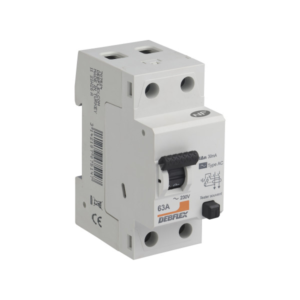 Interrupteur differentiel 2p 30ma 63a 2 modules type ac