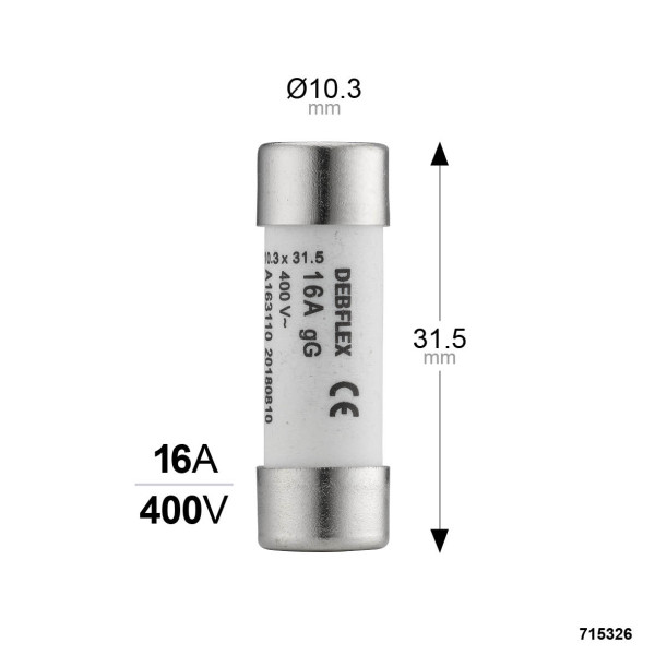 Sachet de 3 fusibles Debflex avec voyant 10,3x31,5 16a 380v