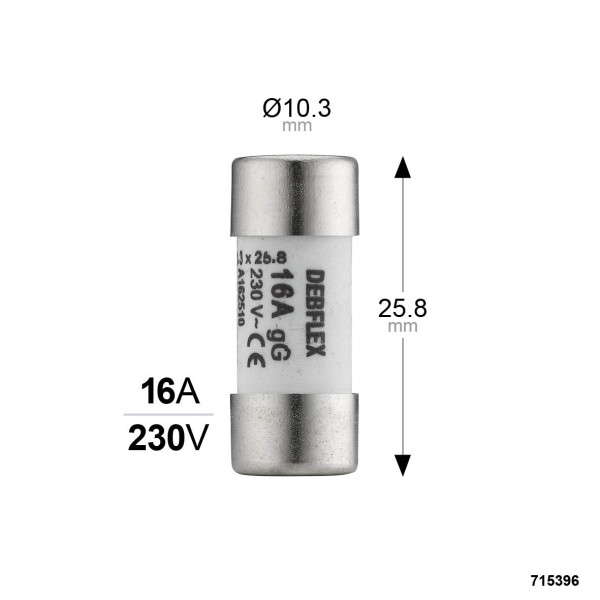 Sachet de 3 fusibles Debflex avec voyant 10,3x25,8 16a 250v - nf