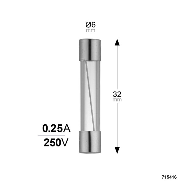 Fusible verre fusion rapide 6x32 0,25a 250v sachet de 2