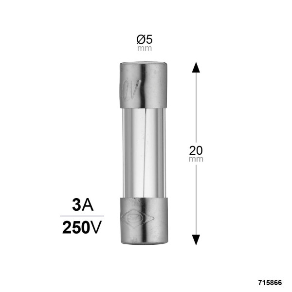 Sachet de 3 Fusibles en Verre 5x20 mm 0,5 A 250 V DEBFLEX