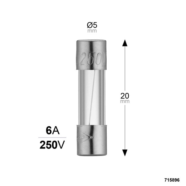 Sachet de 3 fusibles Debflex verre à fusion rapide 5x20 6a 250v