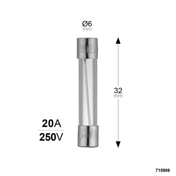 Sachet de 3 fusibles Debflex verre à fusion rapide 6x32 20a 250v