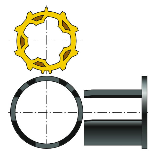 Roue jaune+couronne d50 zf 54 x10