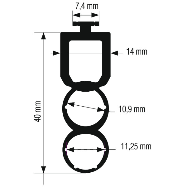 Caoutchouc optique 3 ch (50m) -7,4mm pour barre palpeuse