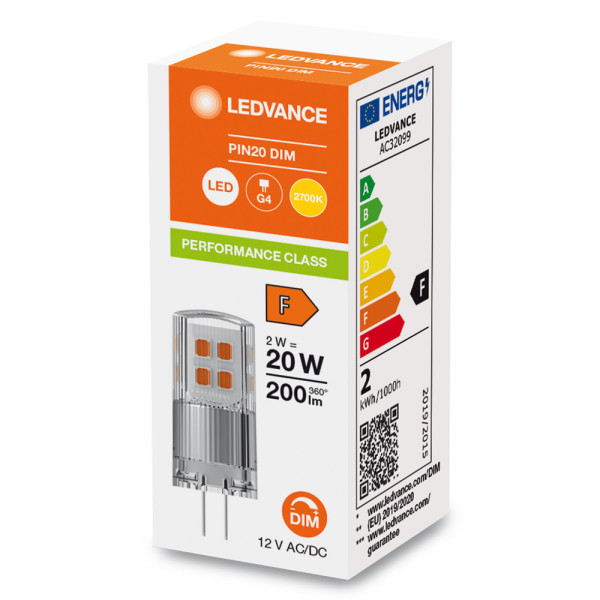 Led special ledvance performance dim g4 plastic 320° g4 2w 200lm ra80 2700k