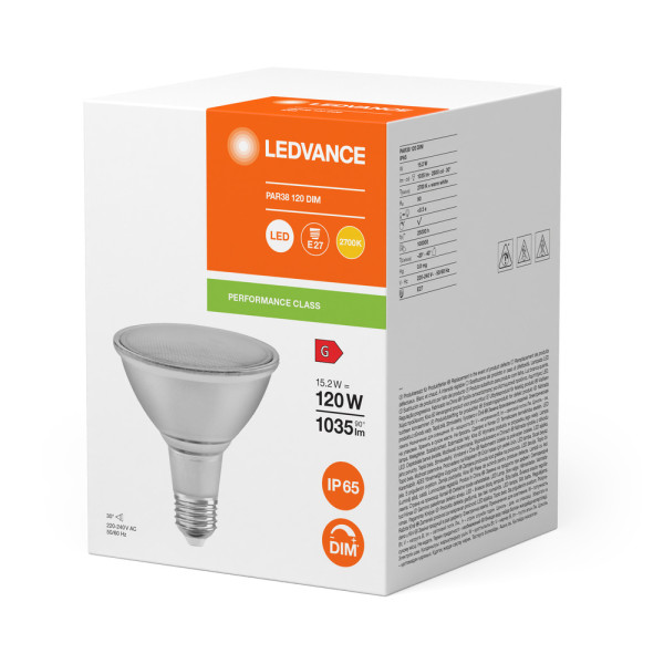 Led spot ledvance performance par38 120 verre 30° e27 15,2w 1035lm ra90 2700k