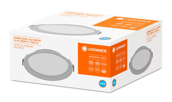 Ldv dl alu 150 14w/6500k 1330lm 100° ip44 ledvance downlight blanc