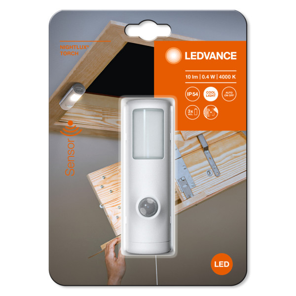 Ldv nightlux torch blanc 1w/4000k sur pile avec détecteur pir ledvance