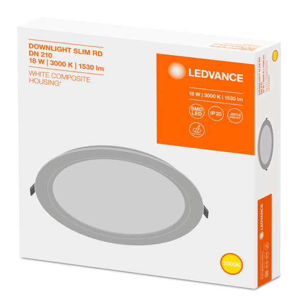 Ldv dl slim rond 210 18w 3000k blanc ip20 1530lm ledvance downlight