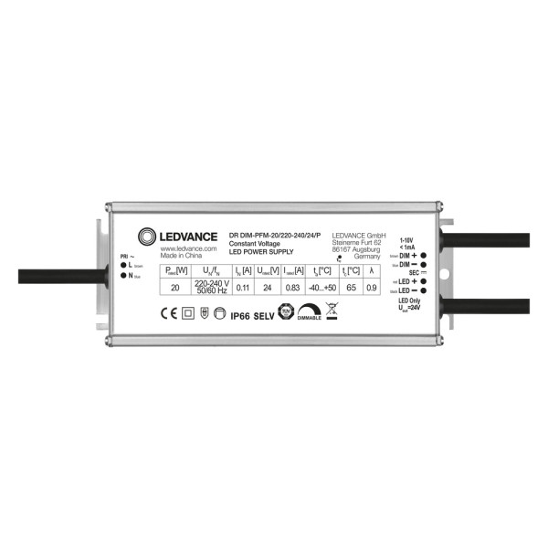 Driver led performance tension constante 24 v 20 w gradable 1…10 v ip66 