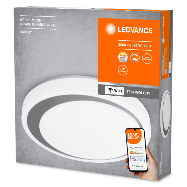 Ledvance smart+ wf orbis ceiling moon 30w noir tw 3300lm