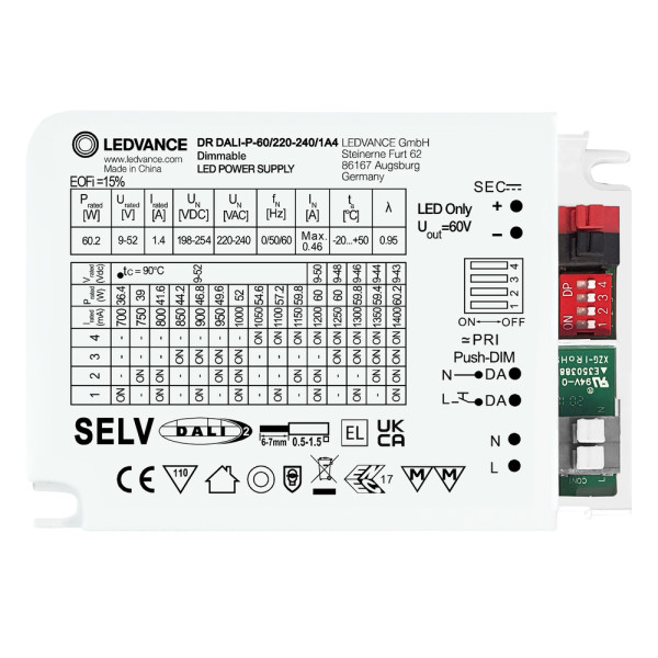 Driver led performance courant constant 60 w 1400 dali