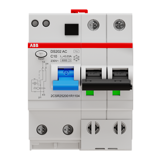 Disjoncteur différentiel - bloc. diff. (dda202)+disj. (s202) 6ka ac c-10a 30ma